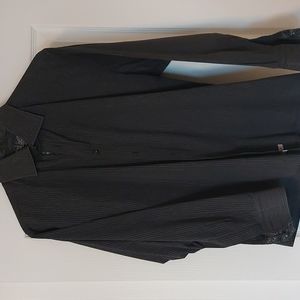 Mens English Laundry dress shirt in black with white pinstripe, size XL